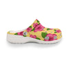 Graphic Pink Hibiscus Yellow Women's Rubber Clogs up to size 12 2