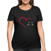 Heart Cat Women’s Curvy Cotton T-Shirt Sizes 14-28 Black
