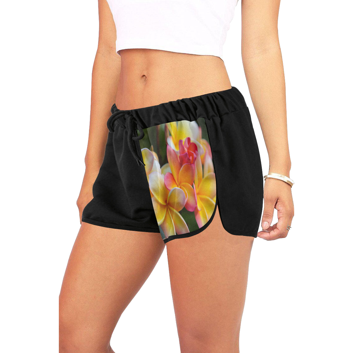 Last of Summer Frangipanis Drawstring Shorts up to 2 XL 2