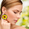 New Sunflower Round Wooden Earrings (FWS) 4