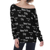 New York City Black Oversized Off-Shoulder Sweatshirt up to 4 XL 1