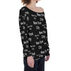 New York City Black Oversized Off-Shoulder Sweatshirt up to 4 XL 2