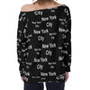 New York City Black Oversized Off-Shoulder Sweatshirt up to 4 XL 4