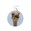 Ostrich Round Wooden Earrings (FWS) 1