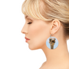Ostrich Round Wooden Earrings (FWS) 4
