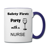 Party with a Nurse Contrast Coffee Mug - white/cobalt blue 1