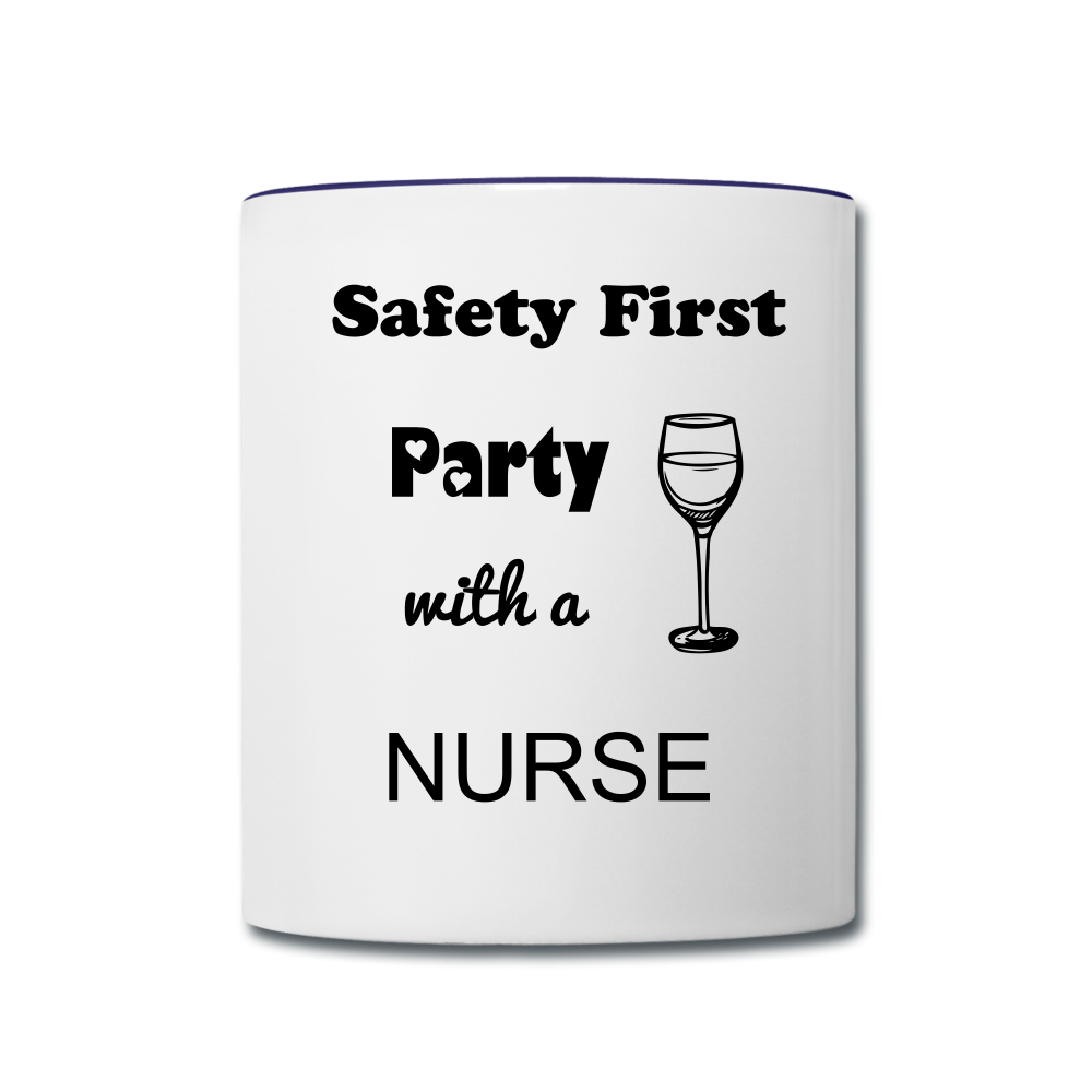 Party with a Nurse Contrast Coffee Mug - white/cobalt blue 2