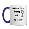 Party with a Nurse Contrast Coffee Mug - white/cobalt blue 3