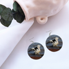 Pelican Round Wooden Earrings (FWS) 5