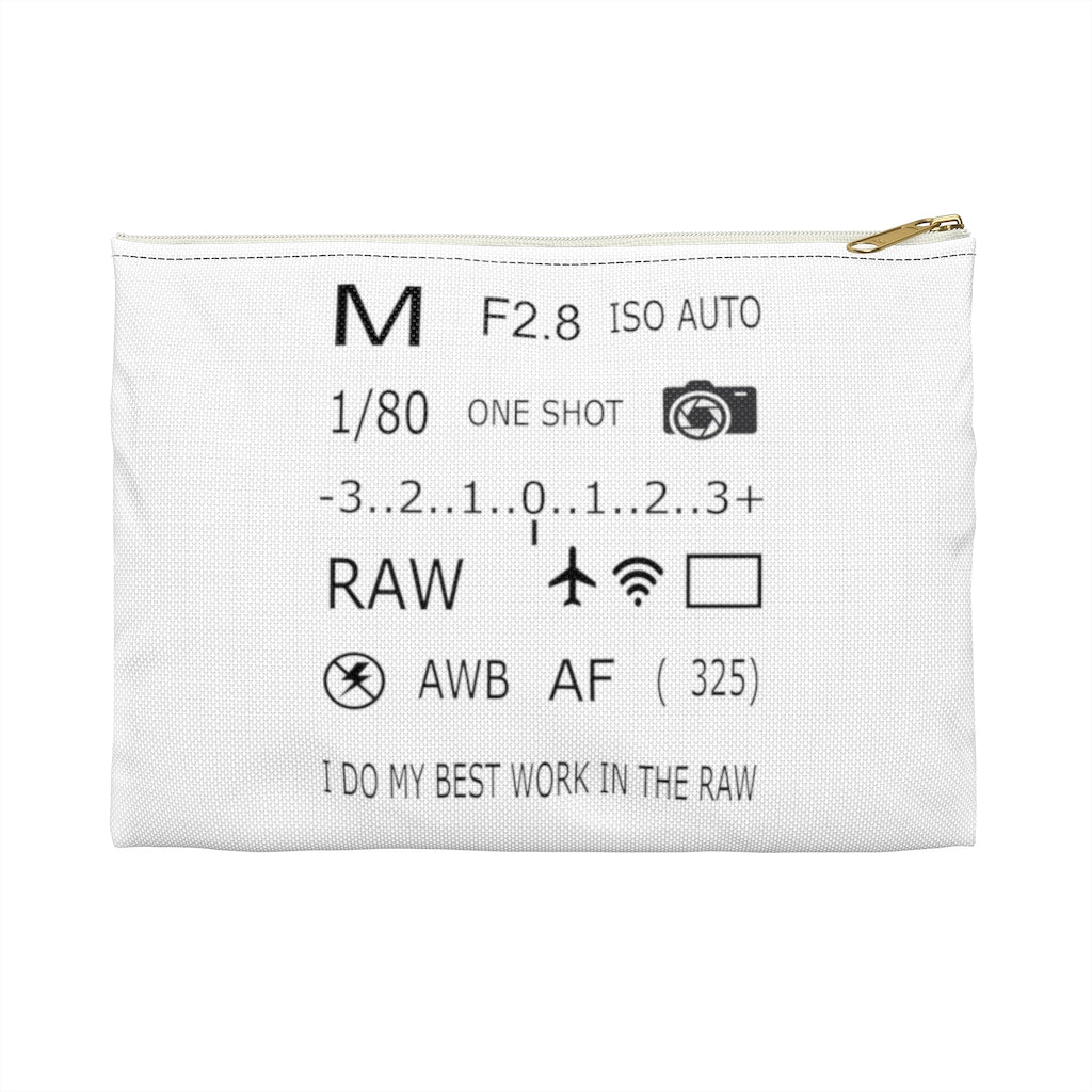Photographer Raw White Zippered Accessory Bag (FWS) Made in the USA 1