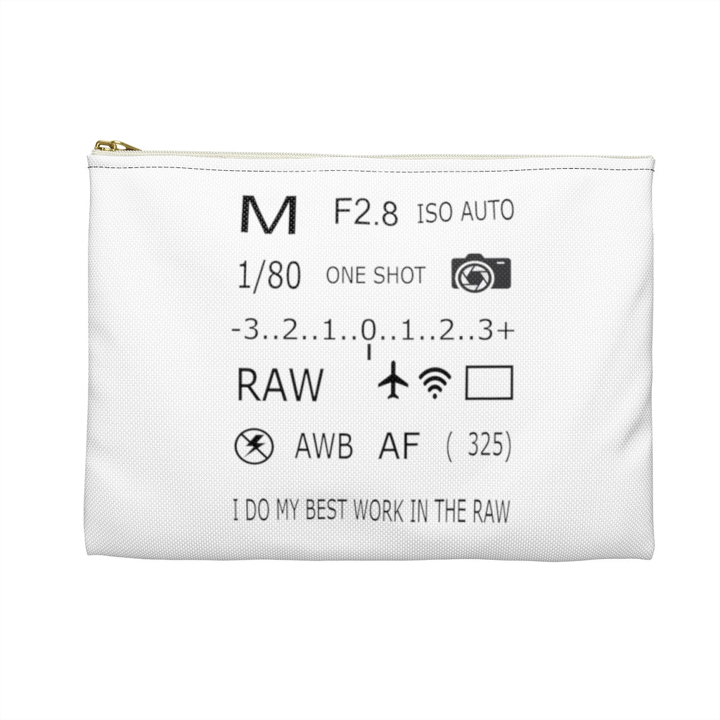 Photographer Raw White Zippered Accessory Bag (FWS) Made in the USA 2