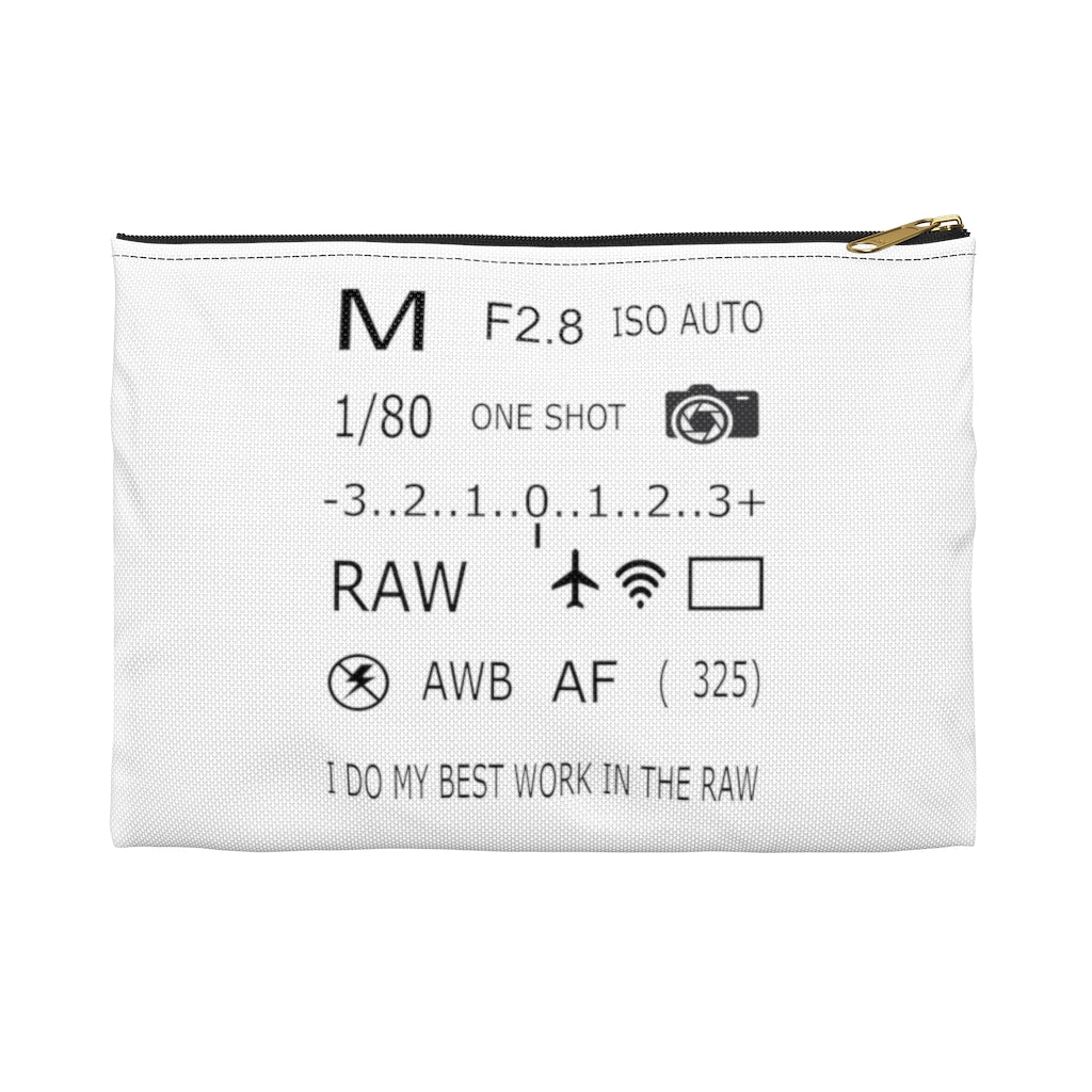 Photographer Raw White Zippered Accessory Bag (FWS) Made in the USA 5