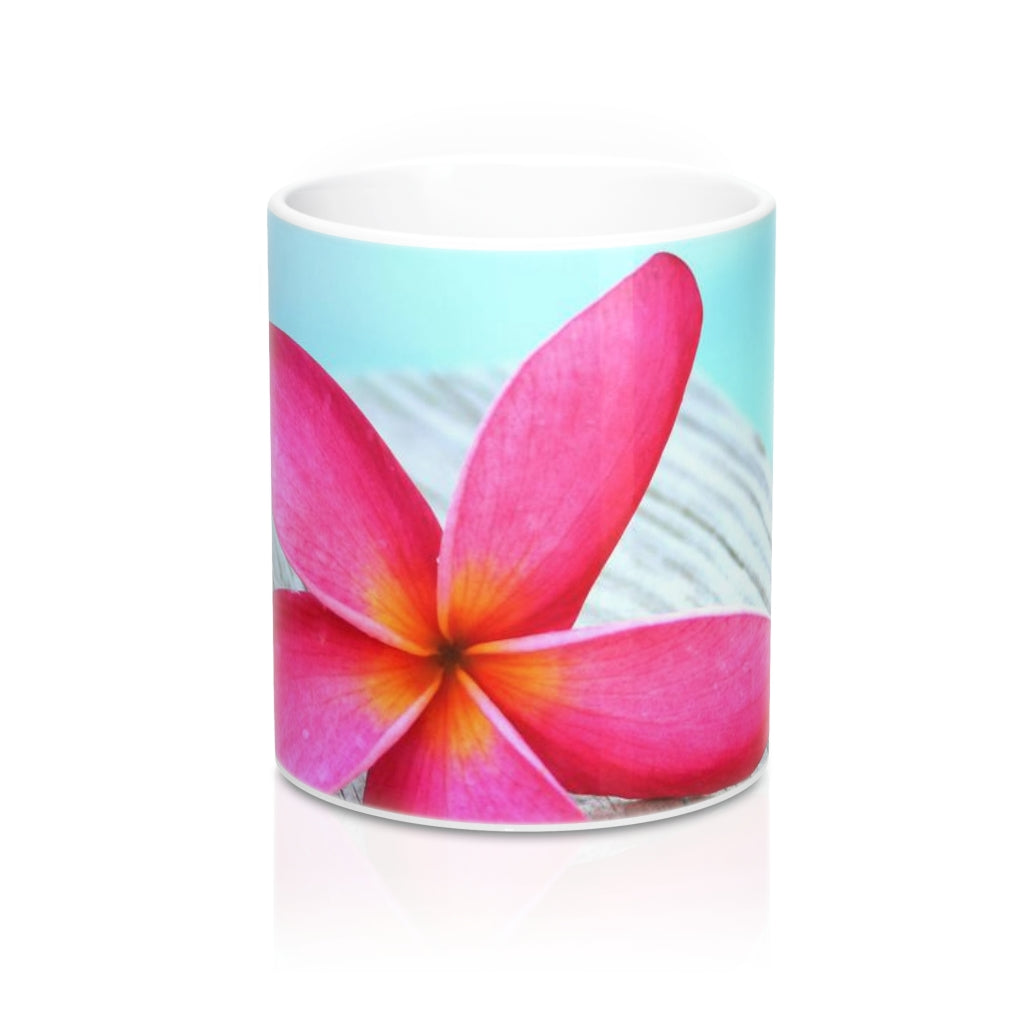Pink Frangipani Mug 11oz (Microwave & Dishwasher Safe) 1
