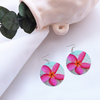 Pink Frangipani Round Wooden Earrings (FWS) 5