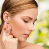 Pinky Roses Round Wooden Earrings (FWS) 4