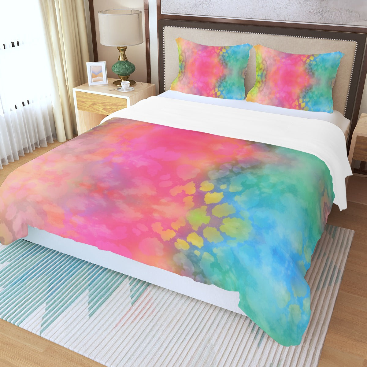 Rainbow Cotton Floss Three Piece Bed Cover Set 2