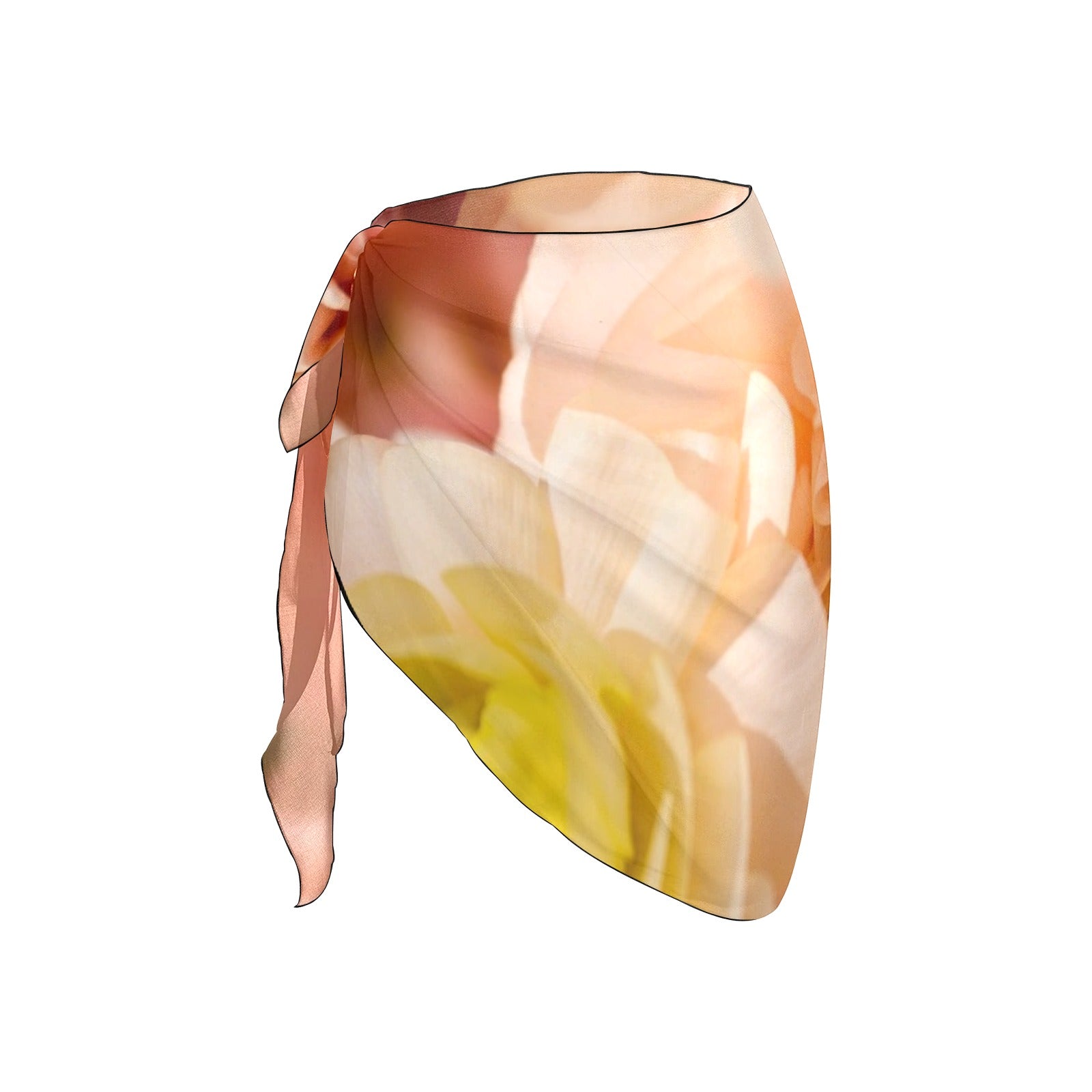 Ranunculus Peach Short Chiffon Sarong Wrap up to 5 XL 4
