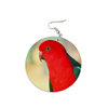 Red King Parrot Round Wooden Earrings (FWS) 1