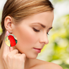Red King Parrot Round Wooden Earrings (FWS) 3