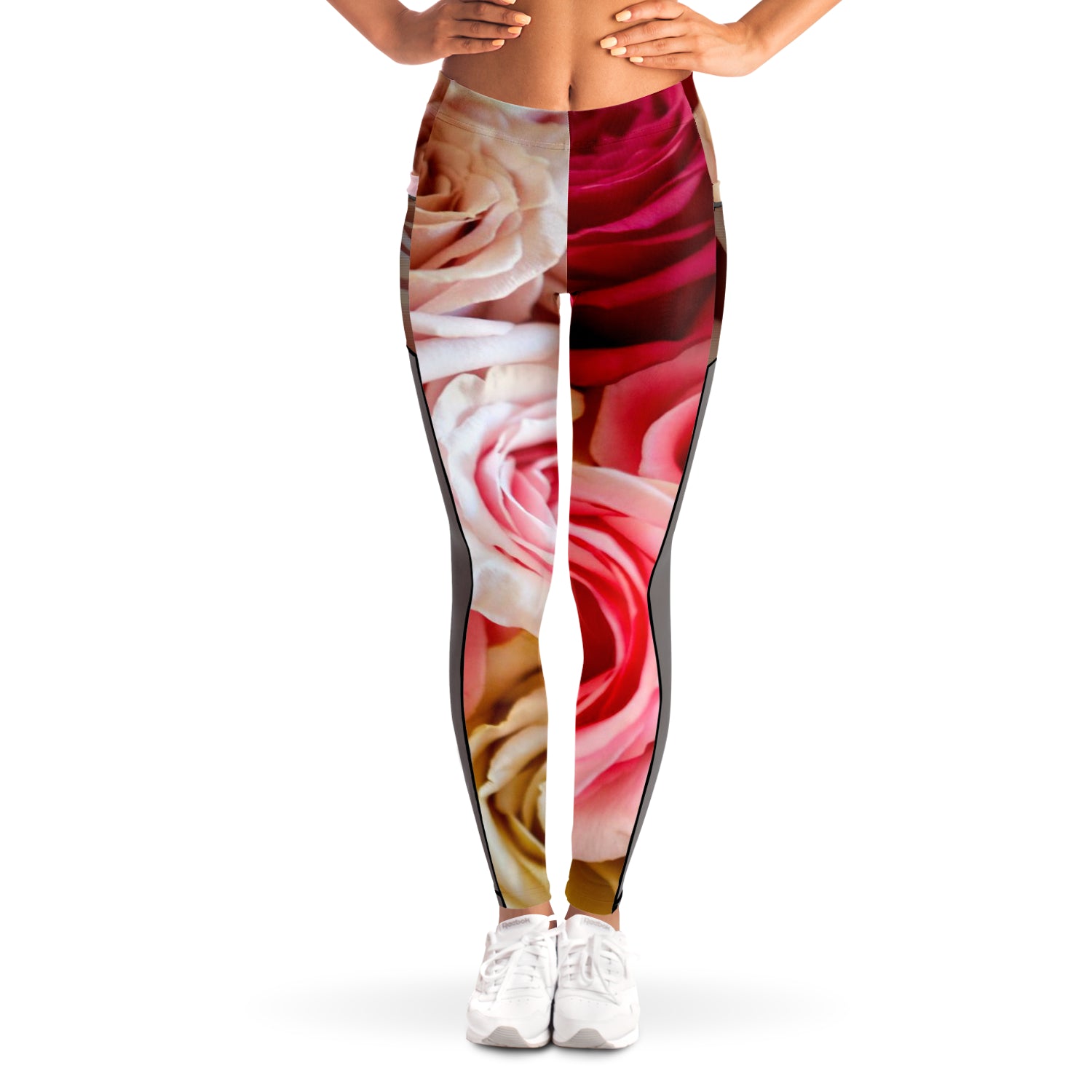 Rose Mesh Panel Side Pockets Leggings (FWS) 6