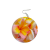 Soft Tri Colour Frangipani Round Wooden Earrings (FWS) 2