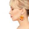 Soft Tri Colour Frangipani Round Wooden Earrings (FWS) 4