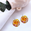 Soft Tri Colour Frangipani Round Wooden Earrings (FWS) 5