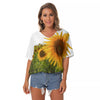 Sunflowers Bat Sleeves V-Neck Top up to 2 XL (FWS) 1