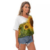 Sunflowers Bat Sleeves V-Neck Top up to 2 XL (FWS) 3