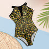 Sunflowers Graphic Black Plunge Bathing Suit (FWS) 4