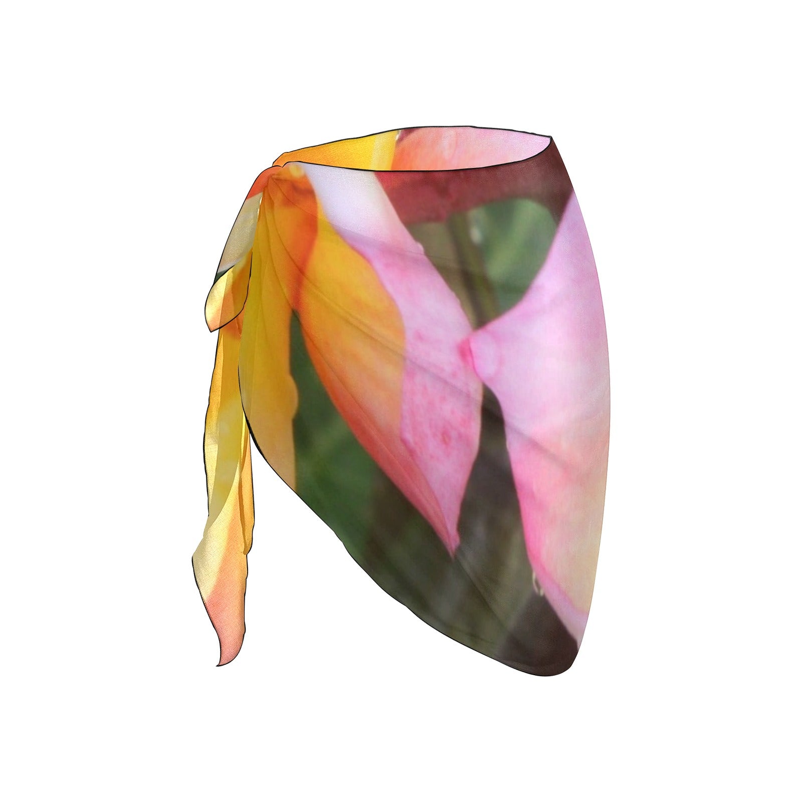 Tri Colour Frangipanis 02 Short Chiffon Sarong Wrap up to 5 XL 4