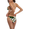 White Frangipanis Halter Neck Bikini with Front Buckle up to 5 XL (FWS) 2