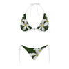 White Frangipanis Halter Neck Bikini with Front Buckle up to 5 XL (FWS) 5