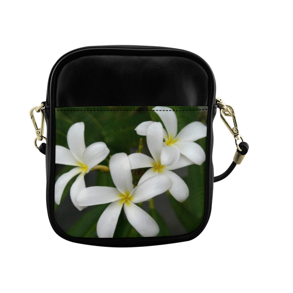 White Frangipanis Shoulder Sling Bag 2