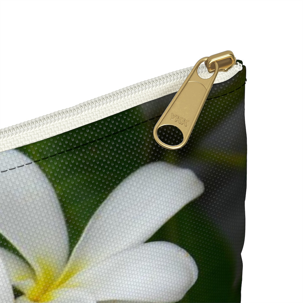 White Frangipanis Zippered Accessory Bag (FWS) Made in the USA 4