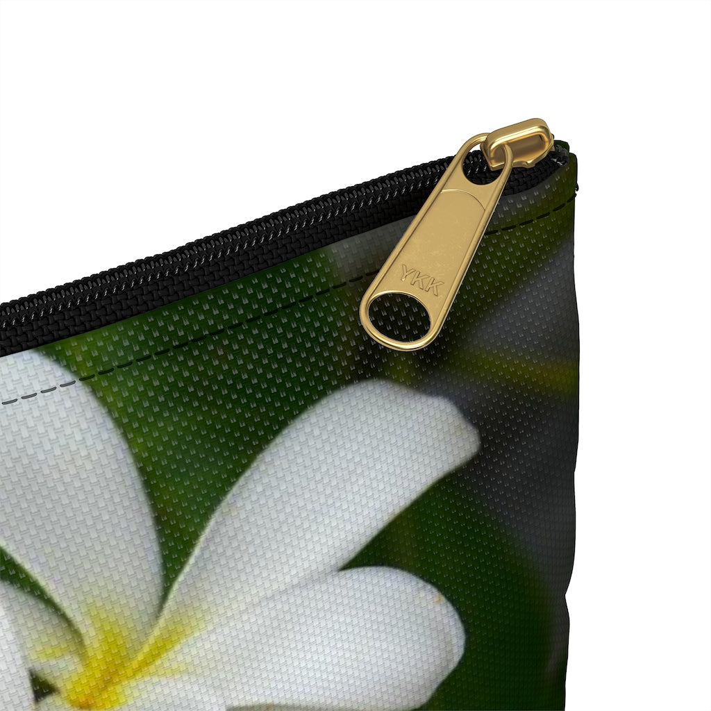 White Frangipanis Zippered Accessory Bag (FWS) Made in the USA 8