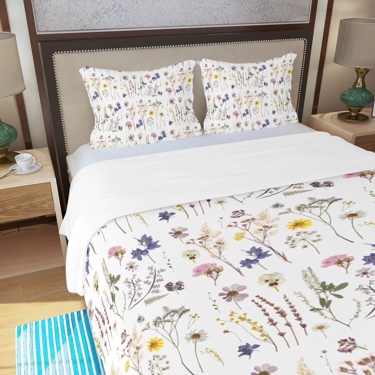 Wildflowers White Three Piece Bed Cover Set 2
