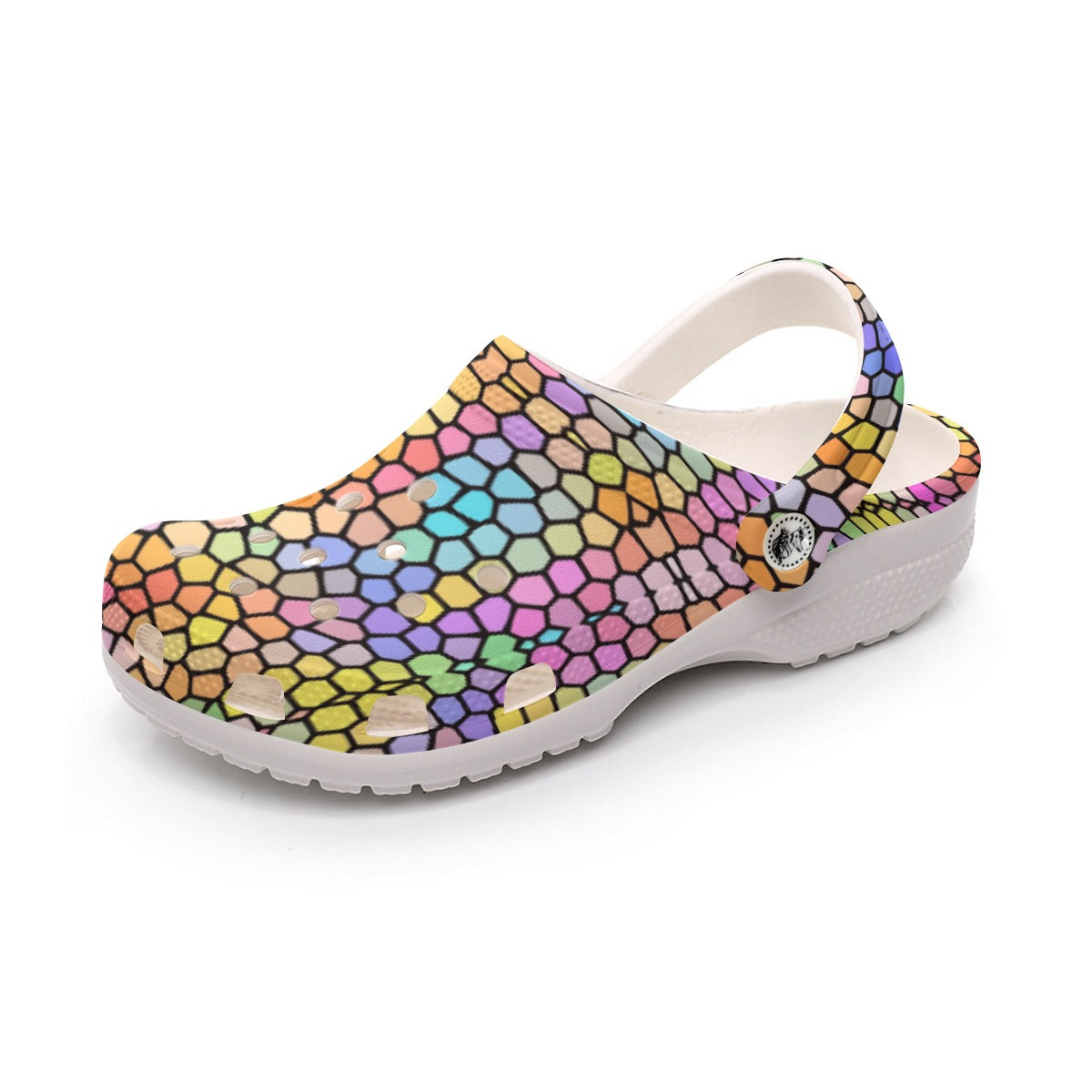 Windswept Rainbows Stained Glass Rubber Clogs up to size 12 1