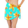 Yellow Frangipanis Aqua Chiffon Sarong Wrap up to 5 XL 1