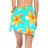 Yellow Frangipanis Aqua Chiffon Sarong Wrap up to 5 XL 2