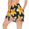 Yellow Frangipanis Black Short Chiffon Sarong Wrap up to 5 XL 3