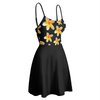 Yellow Frangipanis Black Short Dress up to 2 XL (FWS) 4