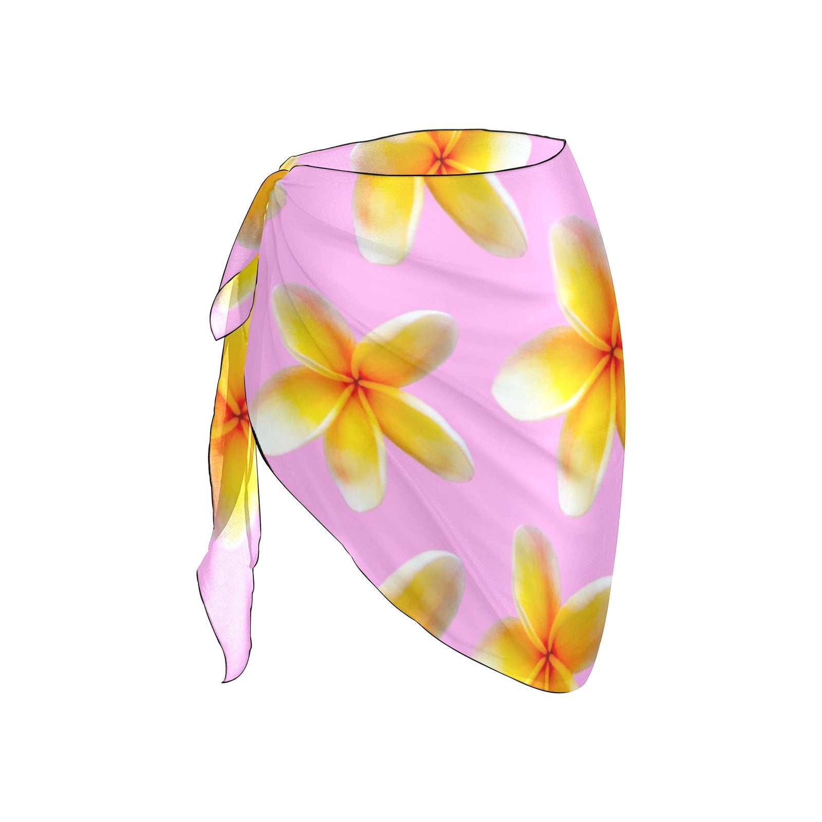 Yellow Frangipanis Pink Chiffon Sarong Wrap up to 5 XL 4