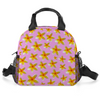 Yellow Frangipanis Pink Insulated Lunch Bag with Handles & Shoulder Strap 1