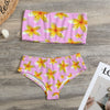 Yellow Frangipanis Pink Strapless Bikini Swimsuit up to 3 XL (FWS) 2