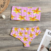Yellow Frangipanis Pink Strapless Bikini Swimsuit up to 3 XL (FWS) 3