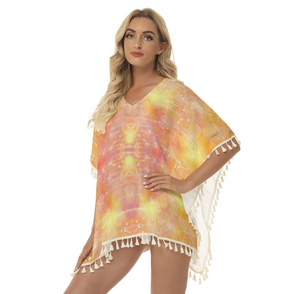 Yellow Love Square Fringed Shawl up to 2 XL (FWS) 2