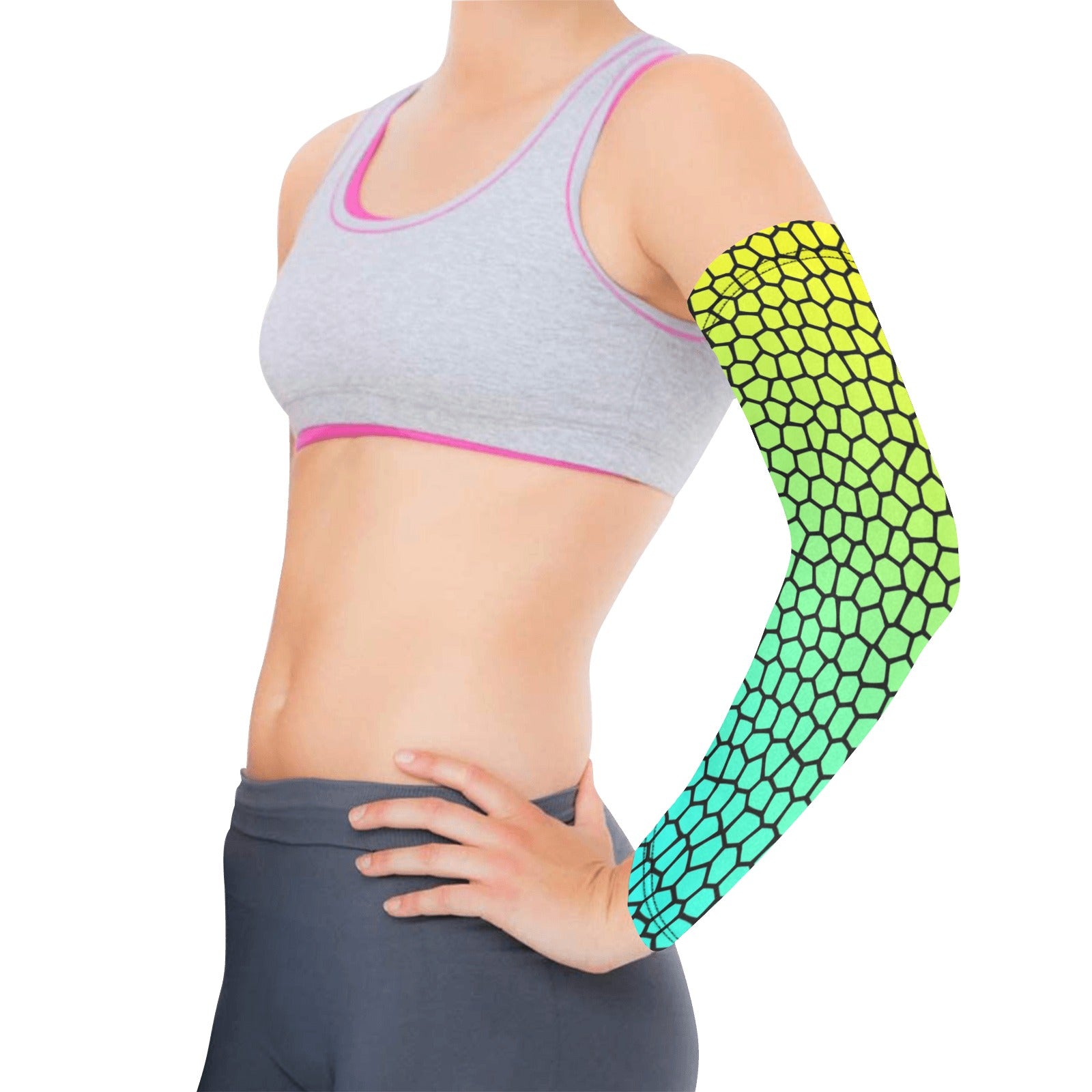 Yellow to Aqua Stained Glass Weather Protection Arm Sleeves (FWS)