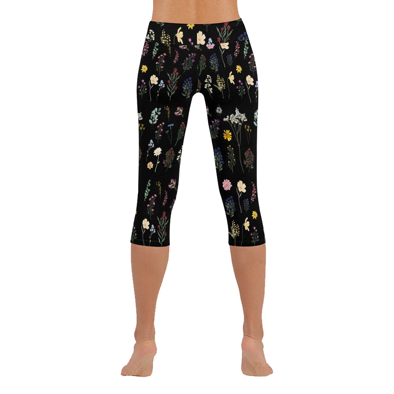 Wildflowers Black Capri Leggings up to 5 XL