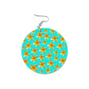 Yellow Frangipanis Aqua Round Wooden Earrings (FWS)